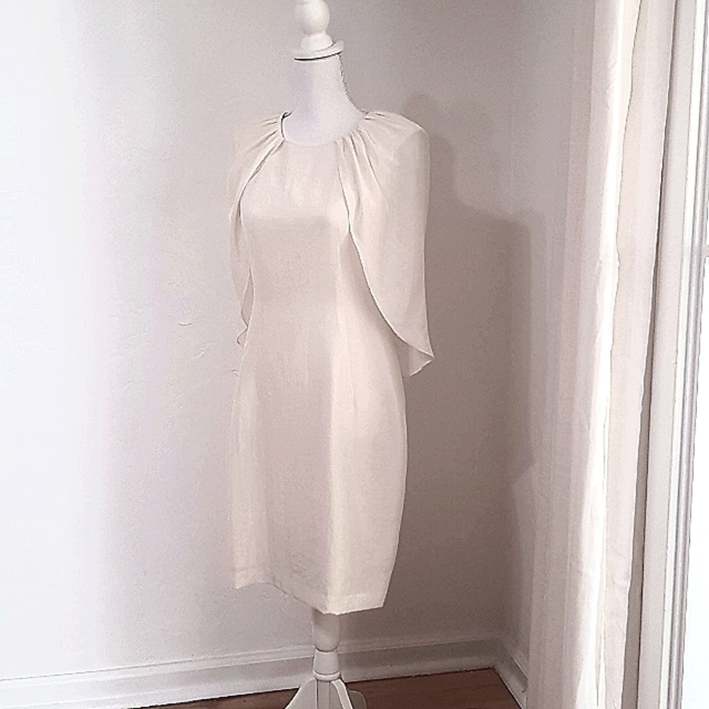 Elegant silk dress with capelet